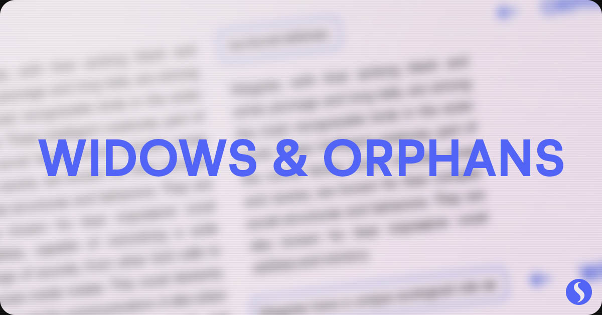widows and orphans in typography