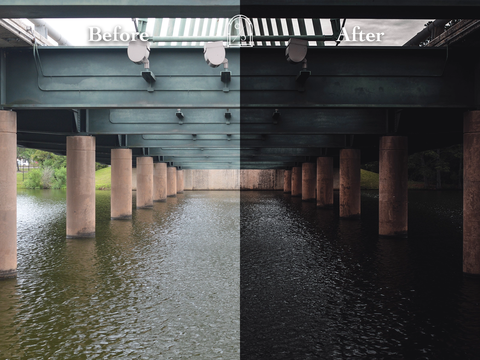 Bridge Before and After Dark Moody Lightroom Preset - Highlighting Shadows and Depth in Photography